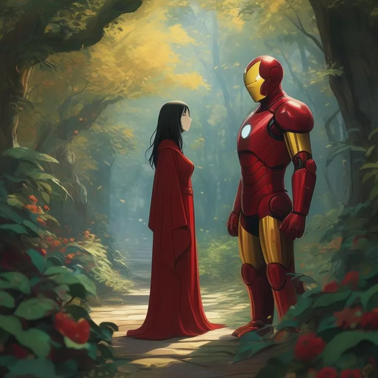 AI生成圖：鋼鐵人與神謎少女
