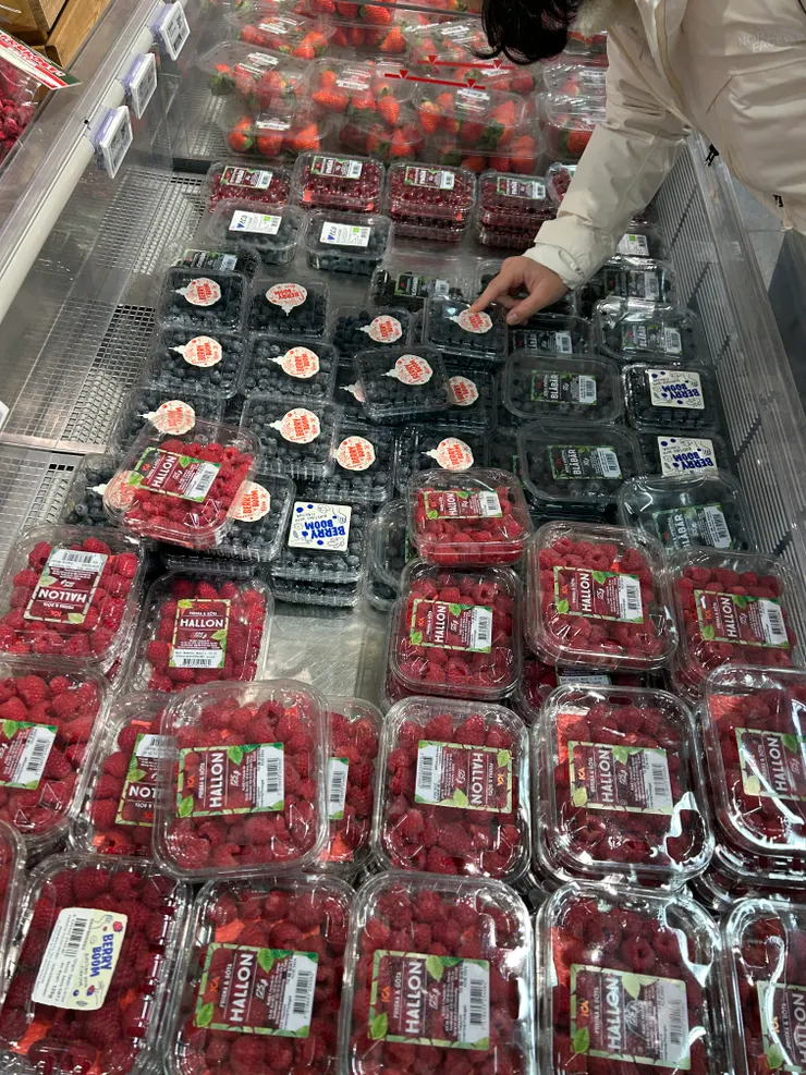 每晚在超市挑選比台灣便宜很多的藍莓～～超級喜歡這裡的超市！