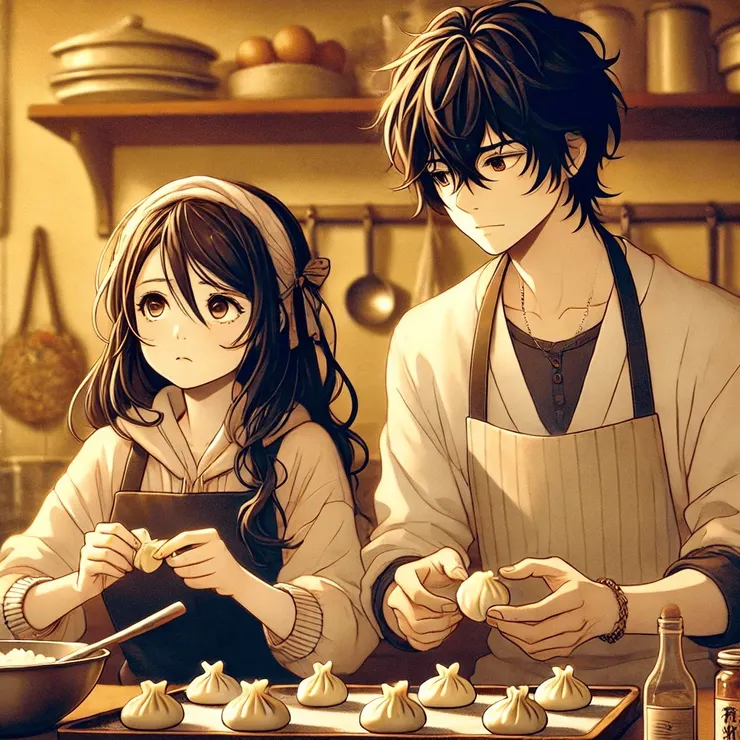 韓昕愛與荊裕包餃子