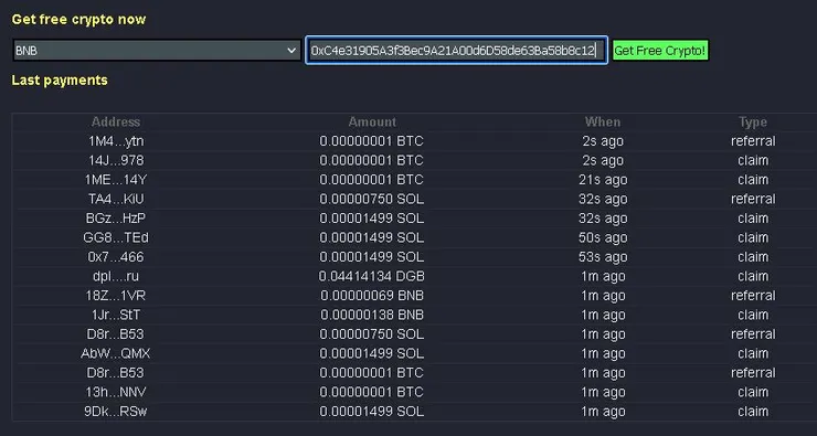 Last payments 是網站最近出金的紀錄