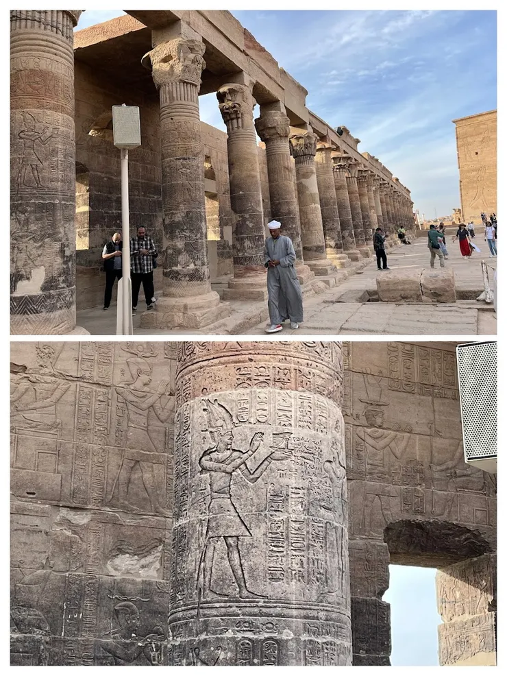 除了柱頭雕塑，圓柱上的壁畫也很精彩。