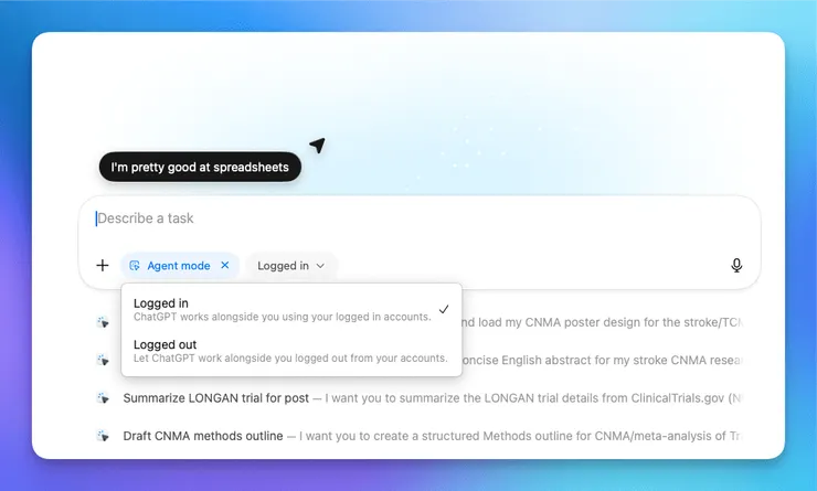 ChatGPT Atlas agent mode 