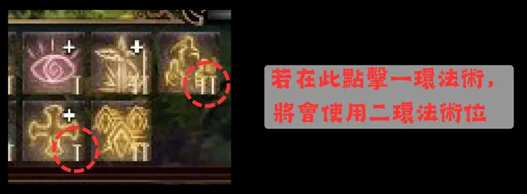 若在二環欄位中點擊一環,就是"升環施法"