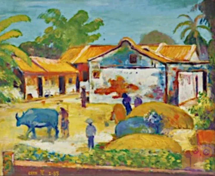 故居回顧 ( 致楊金虎 )  50 x 61.5 cm  油彩  1989