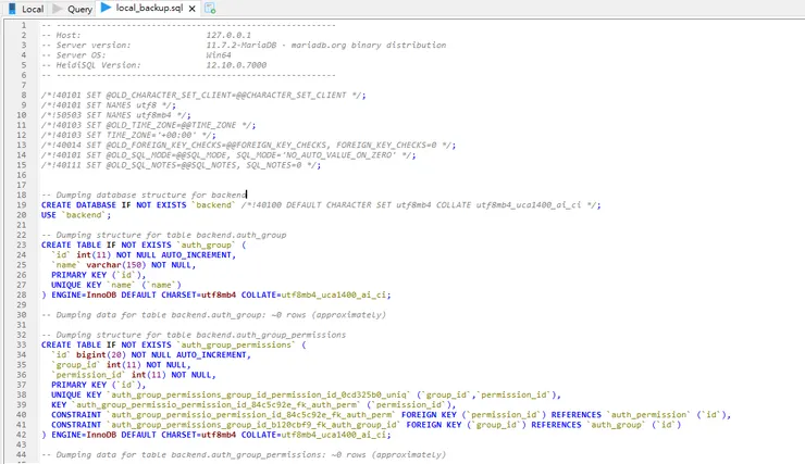 Database 的 .sql 檔