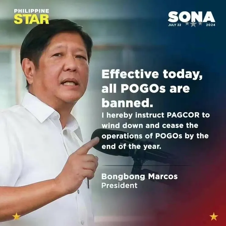 小馬可仕國情咨文SONA中宣布禁止離岸菠菜業務,一石激起千層浪