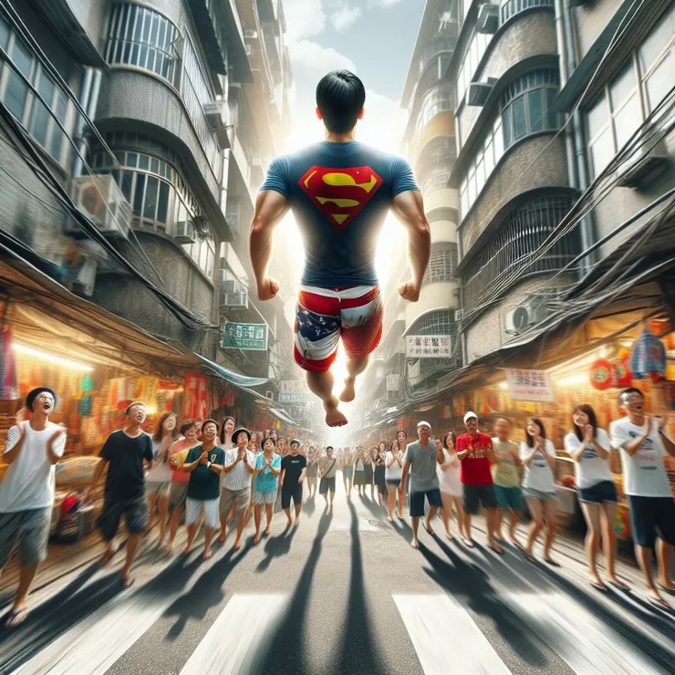 超人之姿向前飛