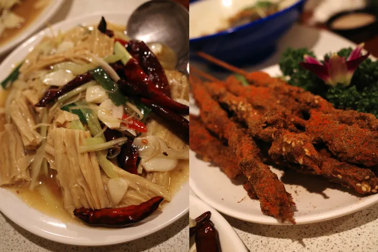 西芹腐竹＆新疆香酥羊肉串