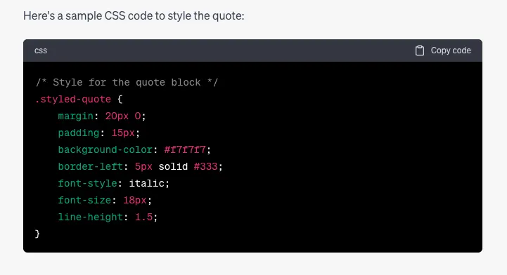 ChatGPT CSS Code 範例示意