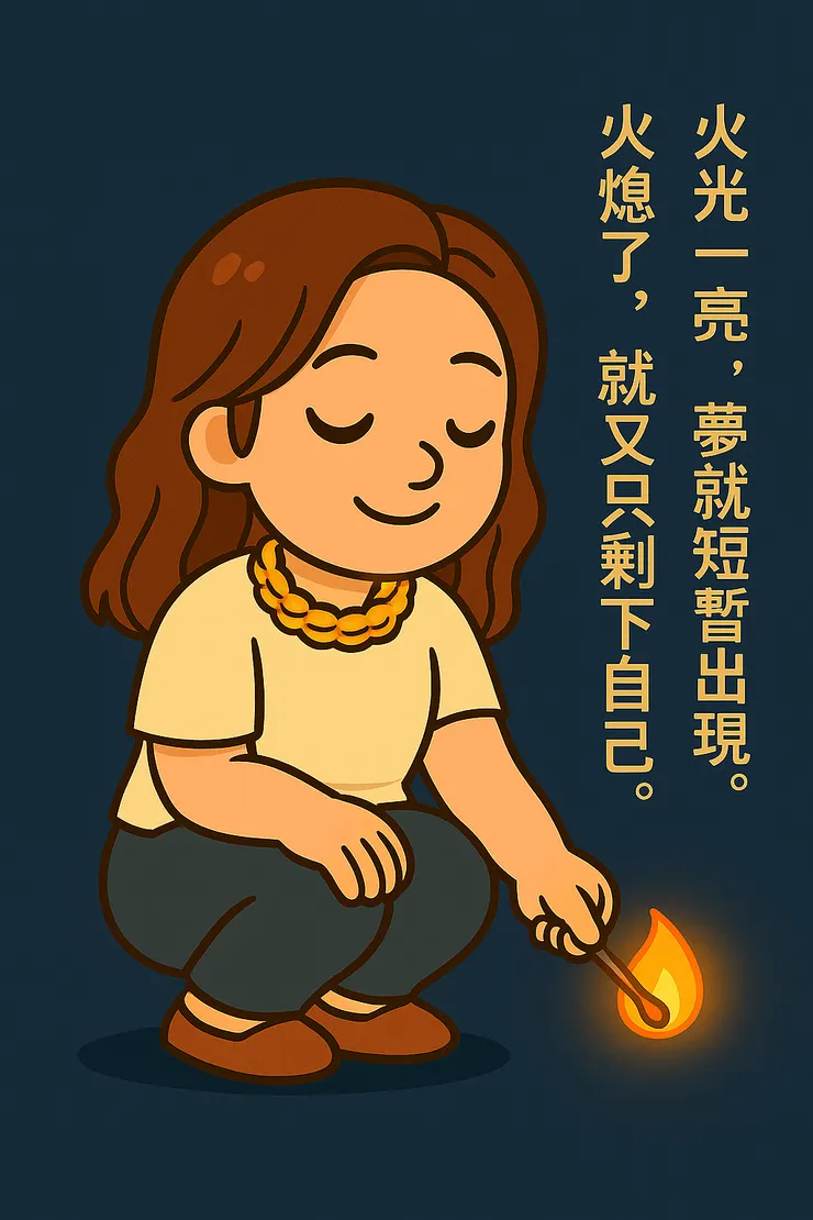 火光一亮，夢就短暫出現；火熄了，又只剩自己。也是啦，人生很多時候就是這樣。