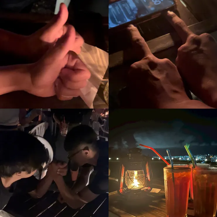 問到最後開始比腕力...XD