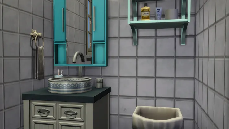 洗手間另一個主色是湖水藍。