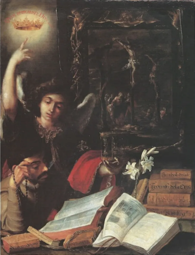 Valdés LeaL, Alegoría de la Salvación,  c. 1660，該圖片描繪西班牙黃金時期的審查員在對各類書籍的審查，暗諷審查制度的不合理性。