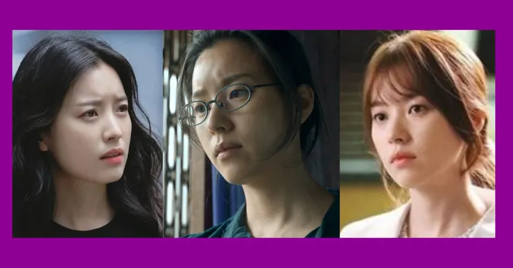 三個都是韓孝周,左為《Happiness毒樓》的尹新春,右則為《W:兩個世界》的吳妍珠,中間,則是在《Moving異能》中畫了深色老妝的李美賢一角。這個媽媽形象,尤其是在第二集母親獨身撫養幼兒時更加邋遢可憐。