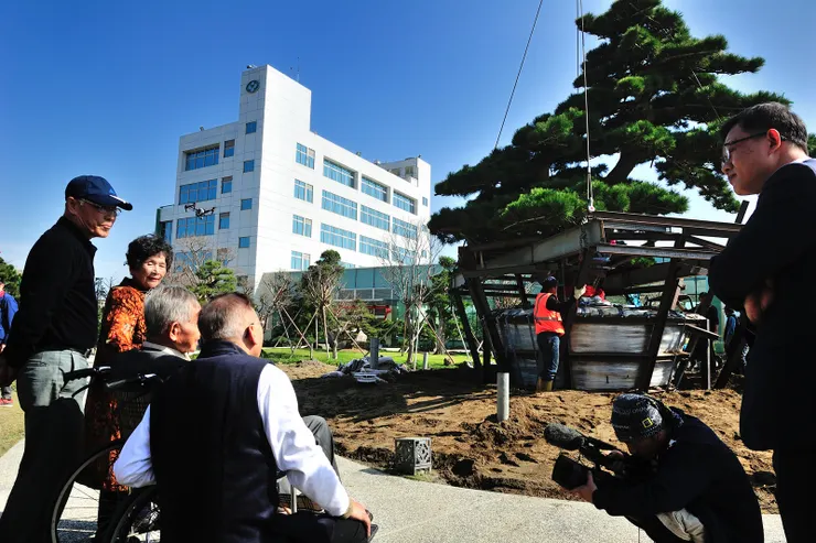 二零一六即曾造訪成美文化園，喜逢兩百年日本黑松入門盛典，國寶園藝大師黃天鶴親臨主婚二零一六即曾造訪成美文化園 喜逢兩百年日本黑松入門盛典 國寶園藝大師黃天鶴親臨主婚 那時五百歲的紫檀已枝開葉散那時五百歲的紫檀已枝開葉散。坐輪椅者即大師。2016年攝