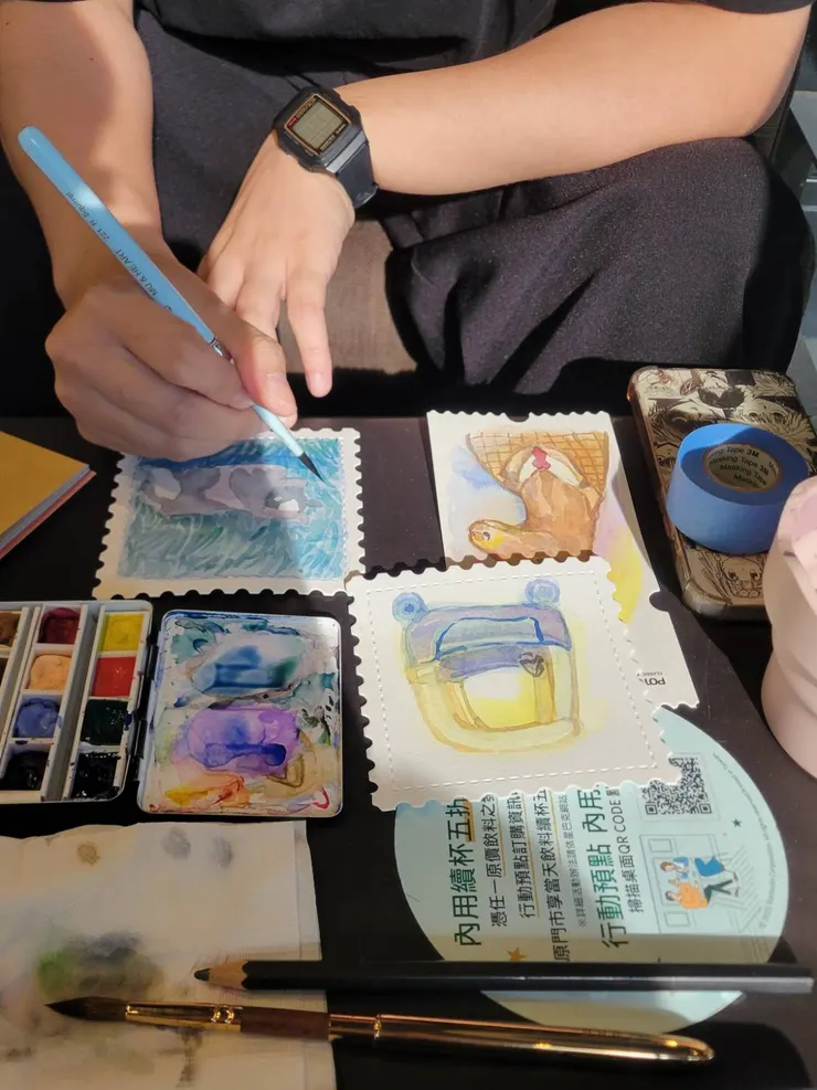 塊狀顏料＋水筆真的是優雅組合