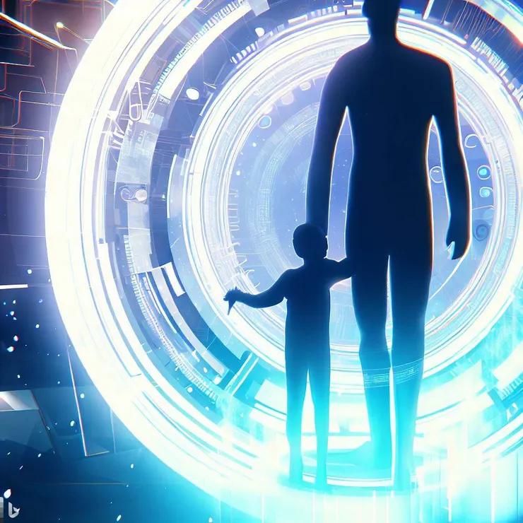 AI創造的百年後的父親節型態是去時空旅行