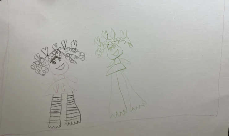 女兒畫的跟媽咪一起跳舞