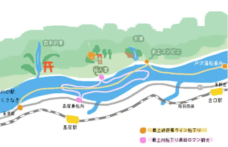 最上川遊船路線圖