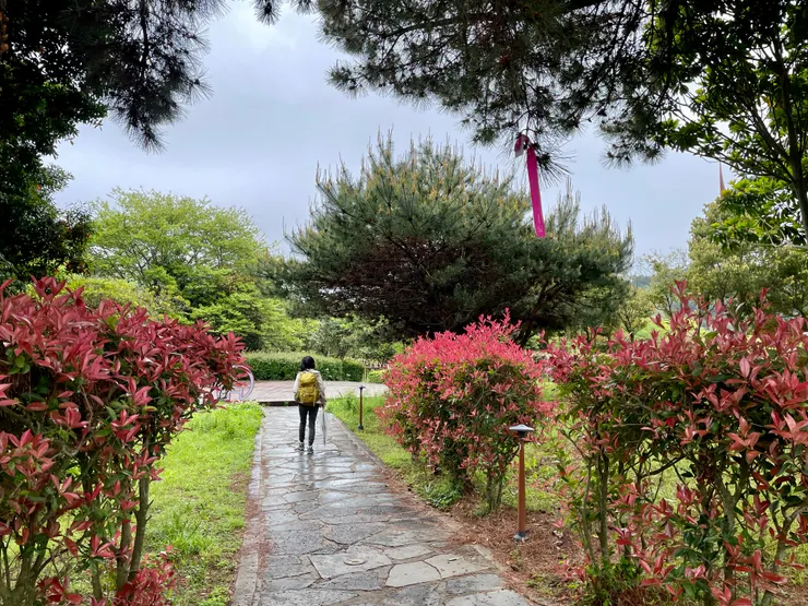 路徑上有紅藍布條