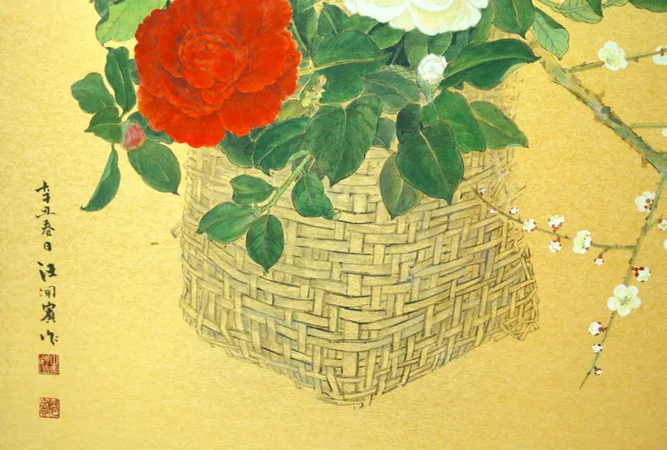 〈歲朝清供〉局部—花籃