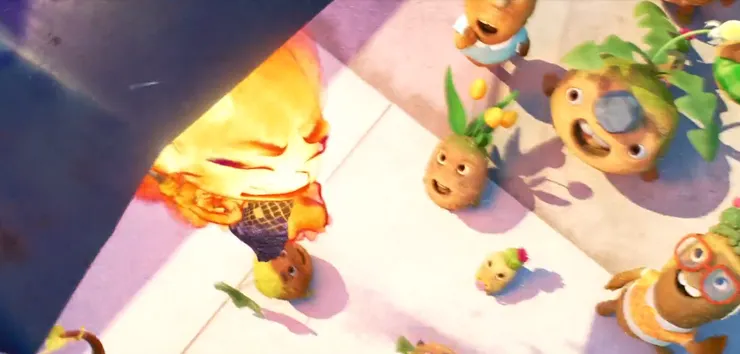 (為了避免燒到小樹，Ember 用雨傘讓自己飛起來)