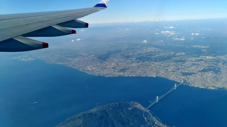 飛機上看明石海峽大橋