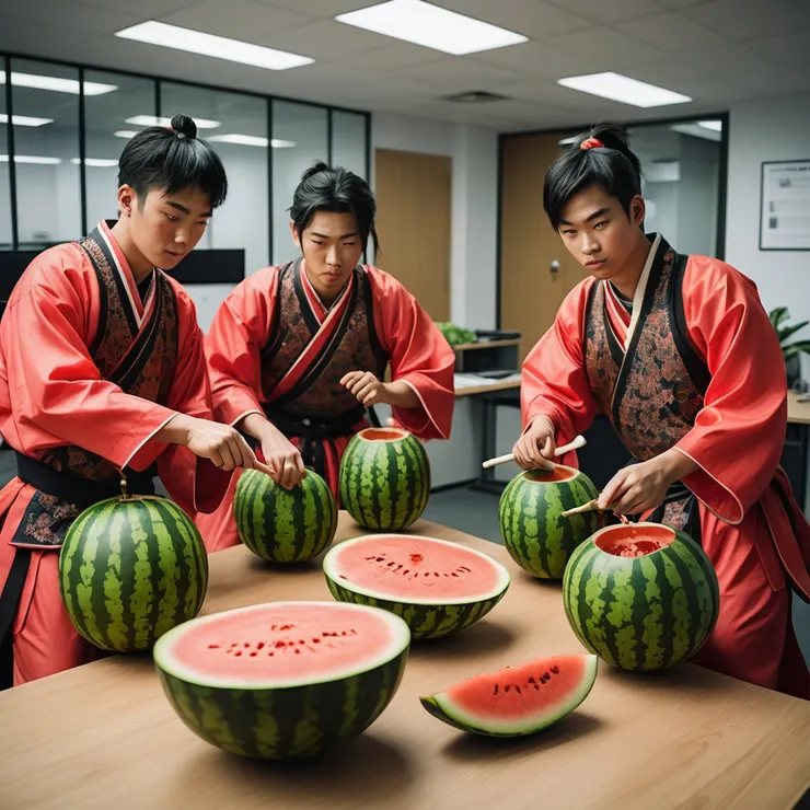 AI生成圖:辦公室切西瓜