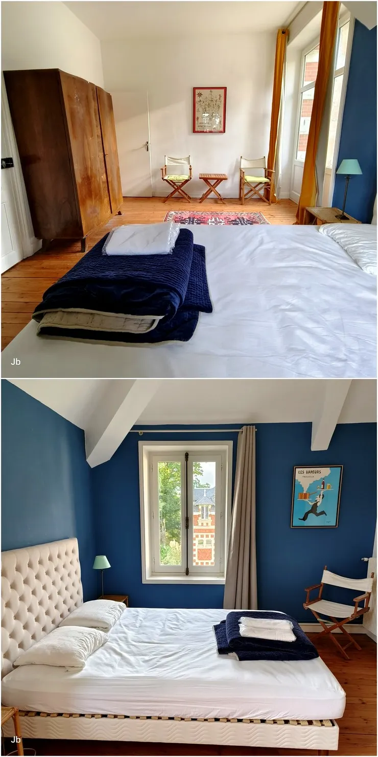 【我和老婆住這間有張大床的主臥，從兩個不同方向拍。】