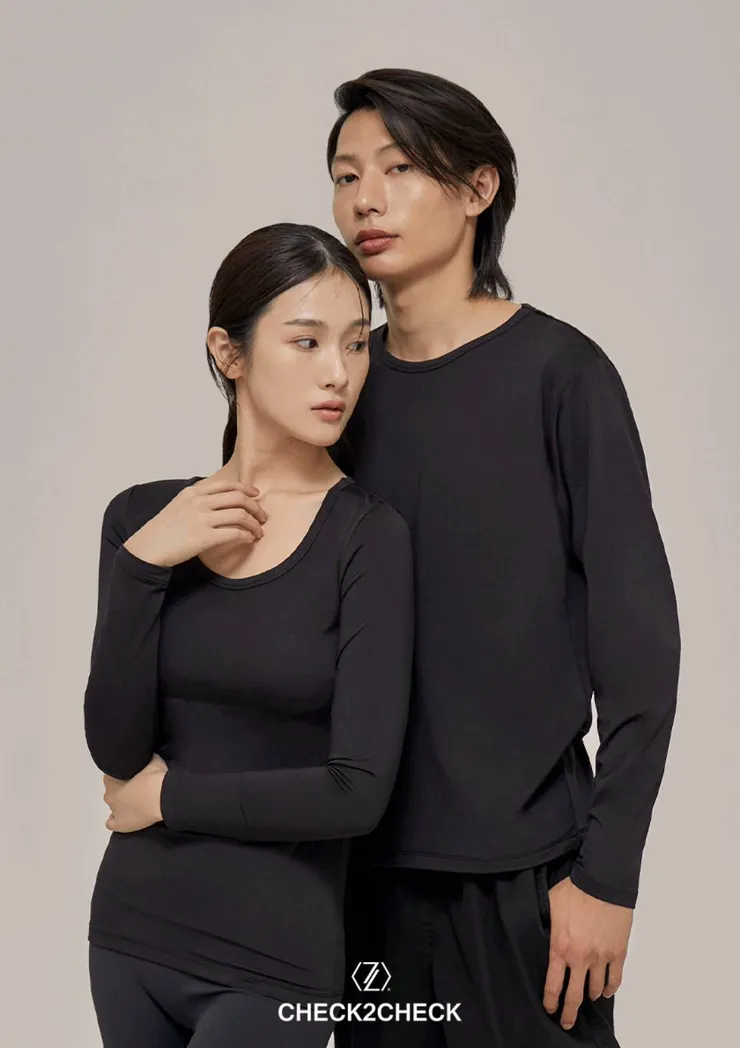 暖機能輕絨彈力圓領發熱衣