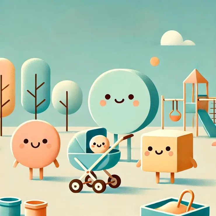 圓圓和朋友的公園快樂時光（AI生成圖）