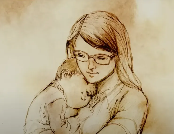 圖14 作者以一幅素描向養母致敬。