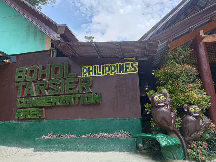 大門口旁邊有可愛眼鏡猴的雕像