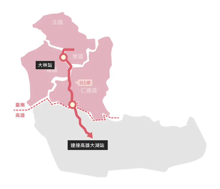 紅線路線圖 圖片來源:台南市捷運工程處
