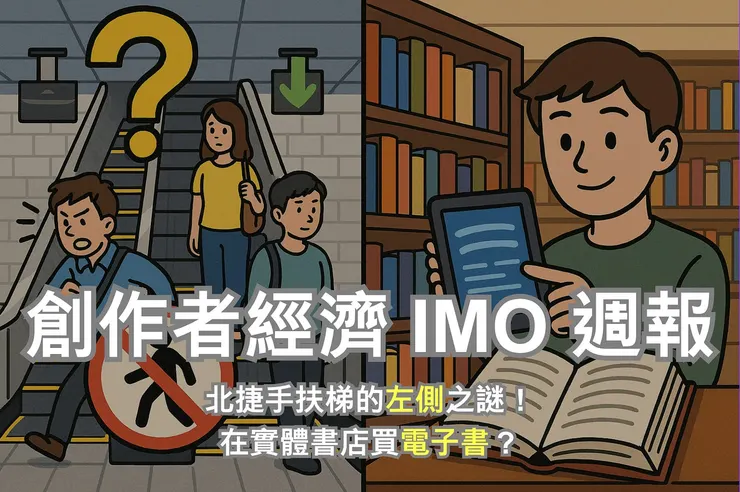 創作者經濟 IMO 📣 週報 #88｜北捷手扶梯的左側之謎！在實體書店買電子書？