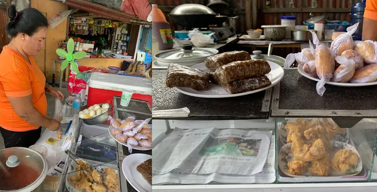 休息站販售的食物。炸雞很 Juicy！