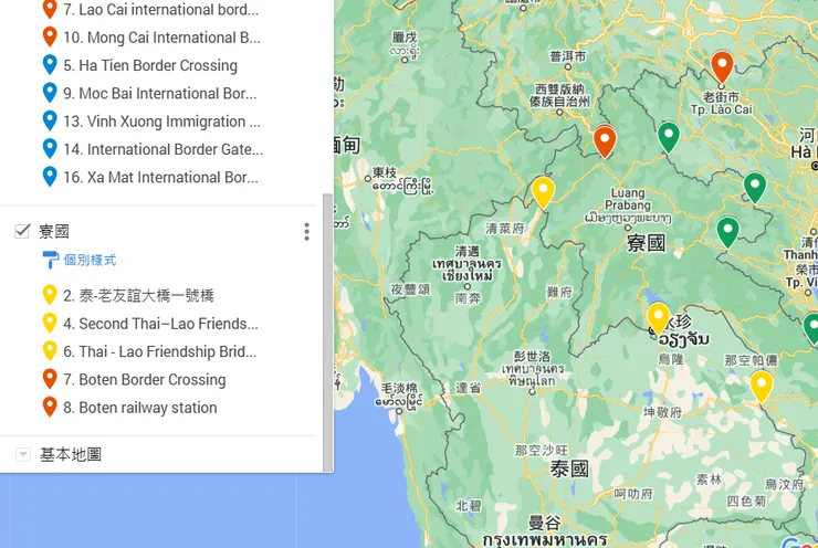 寮國電子簽陸路關口位置圖