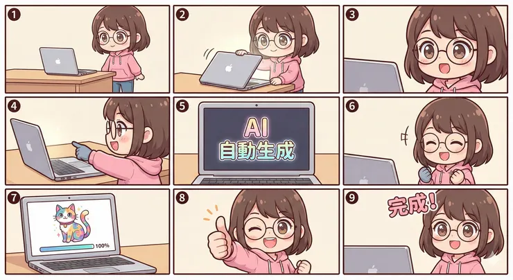 教學型 Q 版 9 格影片