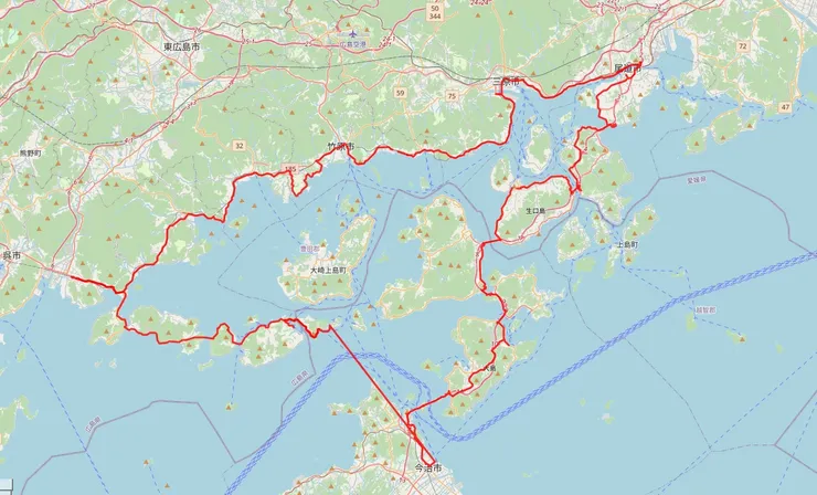 瀨戶內海跑步GPX軌跡圖 2026/01/11-2026/01/15 - 223.36 公里