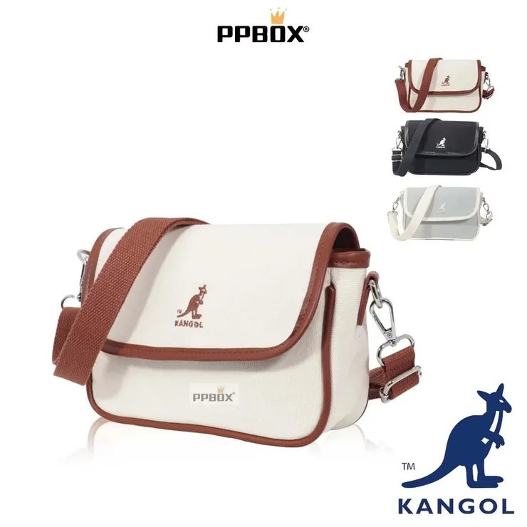 KANGOL 袋鼠 翻蓋 皮配 側背包 獨家款