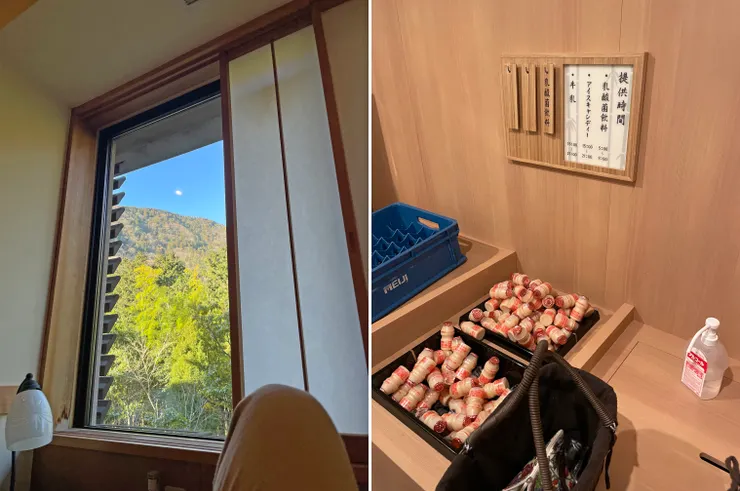  早上的窗景及大眾池外提供的飲料