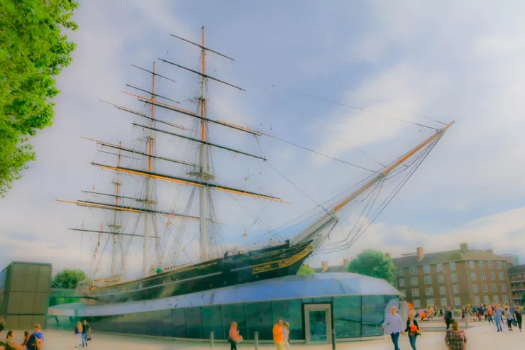 格林威治昔日的卡蒂薩克號(Cutty Sark)一景