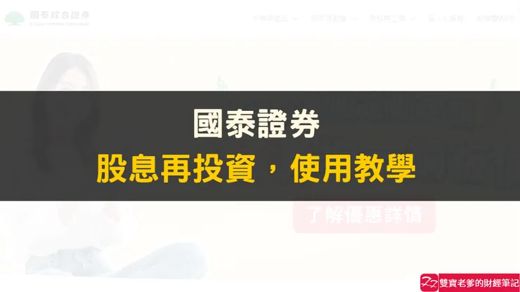 定期定期｜國泰證券，股息再投資，使用教學