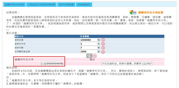 金管會金融試算工具APR試算流程教學