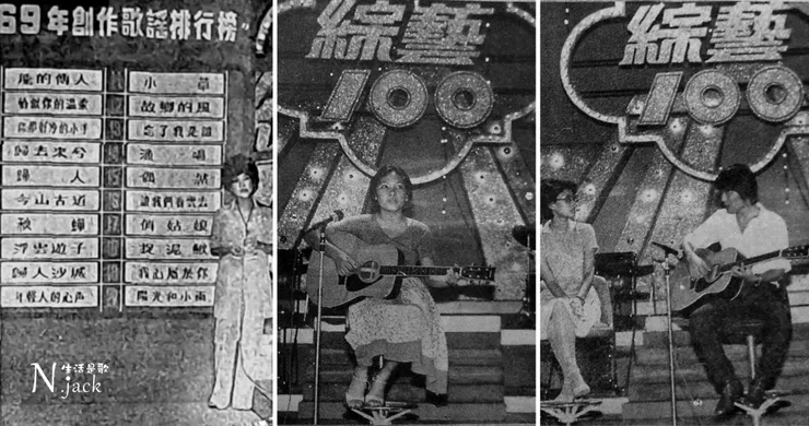 民生報1980.08.10:(左)小燕姐報榜(中)王海玲演唱〈忘了我是誰〉(右)〈恰似你的溫柔〉創作人梁弘志為蔡琴伴奏
