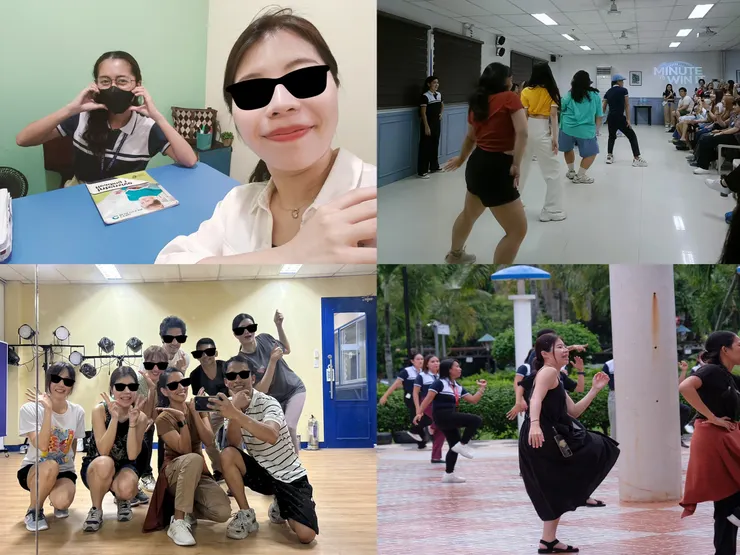 (左上)很喜歡的老師,每次上課都笑到不行(?)但教學很認真 (右上)學校的週五活動 (左下)有ZUMBA課好讚 (右下)戶外ZUMBA