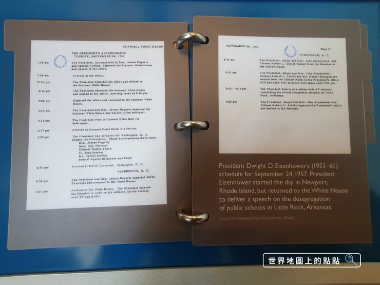 艾森豪總統1957/09/24的行程表