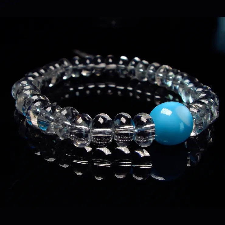 海紋石與白水晶——海紋晶韻·極簡 男士手鍊