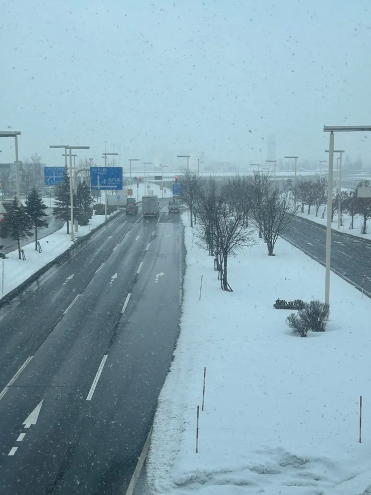 一下飛機就開始飄雪了