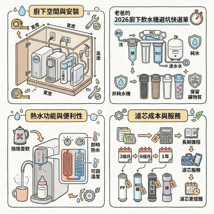 【廚下飲水機推薦】2026 淨熱飲怎麼選？🚰 PTT、Threads 常問 6 款櫥下 RO 飲水機